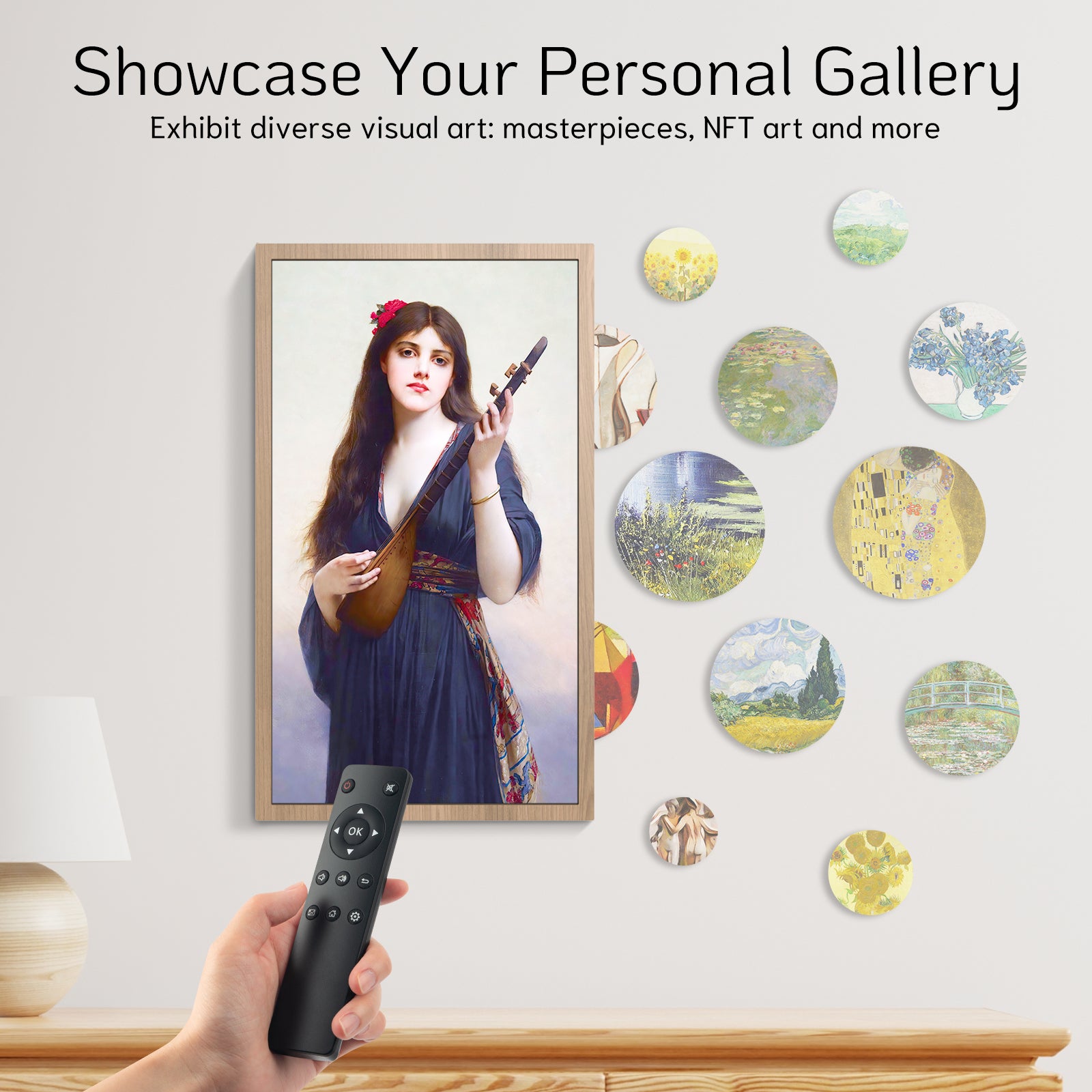 NexFoto Fusion Pro 32 Max | 32 inch Digital Picture Frame - Wood