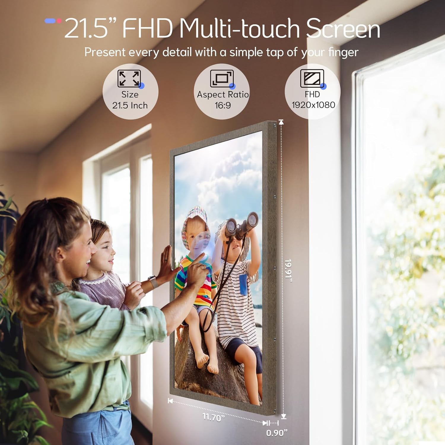 NexFoto Classic Pro 22 | 21.5 inch Digital Picture Frame - Wood