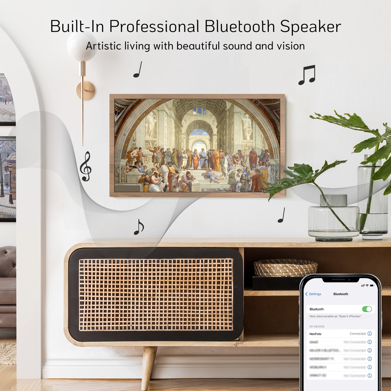 NexFoto Fusion Pro 32 Max | 32 inch Digital Picture Frame - Wood