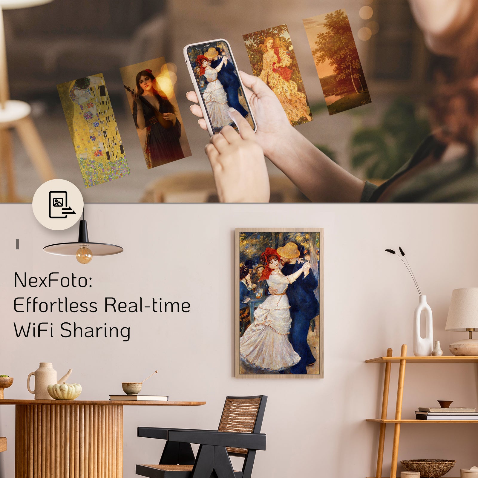 NexFoto Fusion Pro 32 Max | 32 inch Digital Picture Frame - Wood