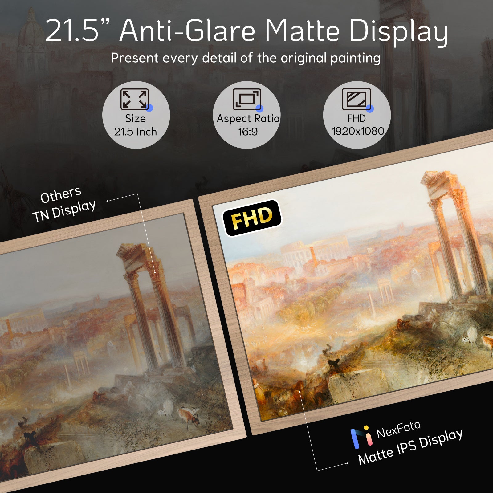 NexFoto Classic Pro 32 Max | 32 inch Digital Picture Frame - Wood