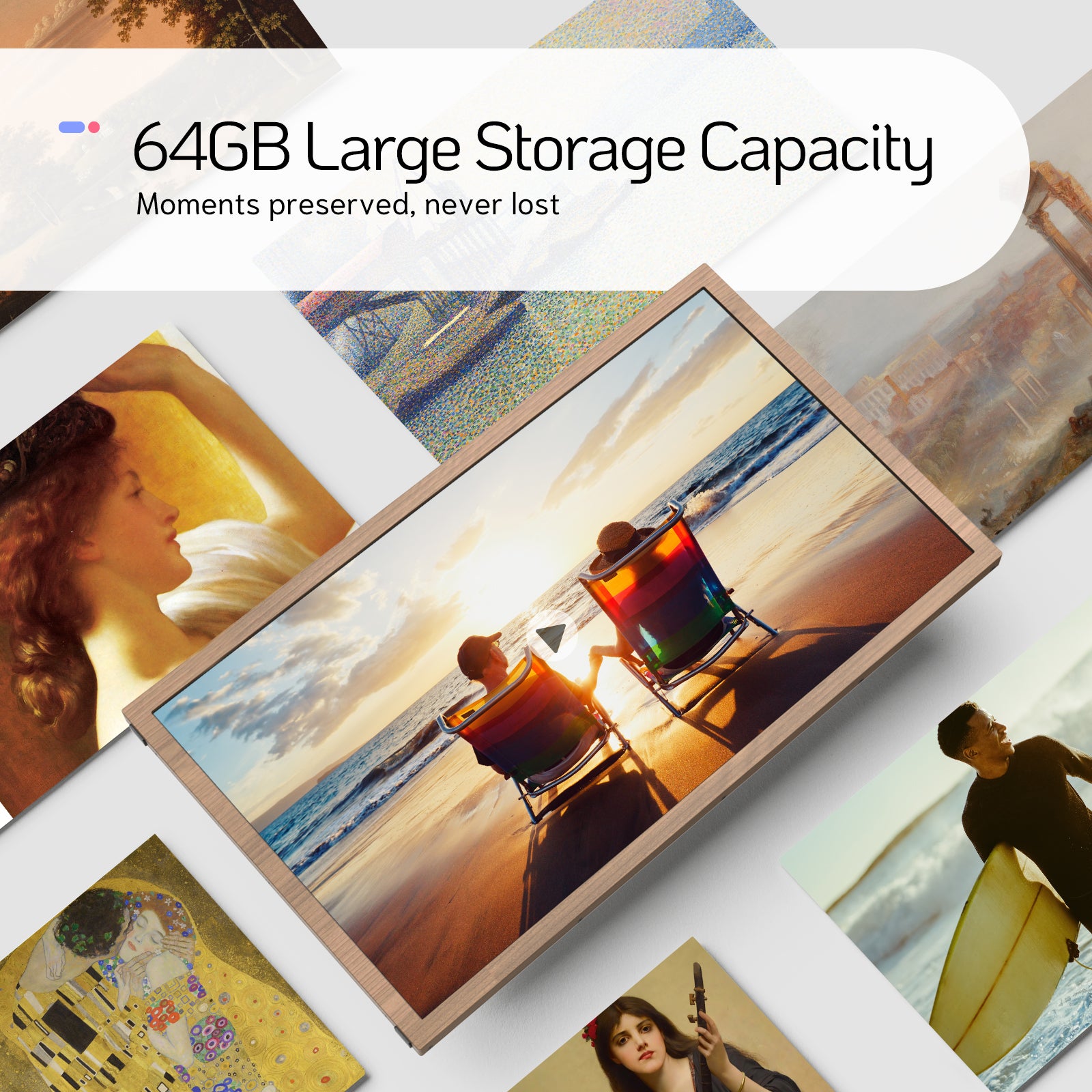 NexFoto Fusion Pro 32 Max | 32 inch Digital Picture Frame - Wood