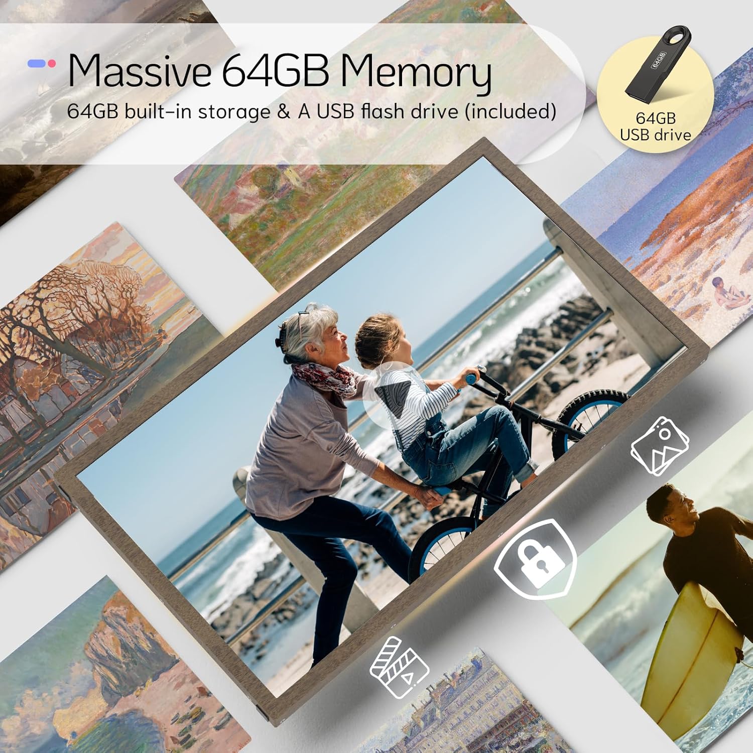 NexFoto Classic Pro 22 Max | 21.5 inch Digital Picture Frame - Wood