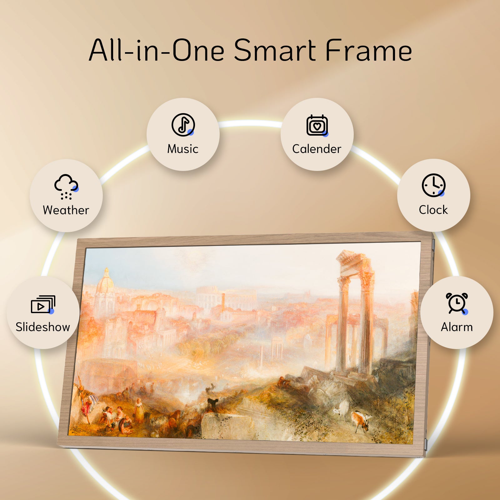 NexFoto Fusion Pro 32 Max | 32 inch Digital Picture Frame - Light Wood