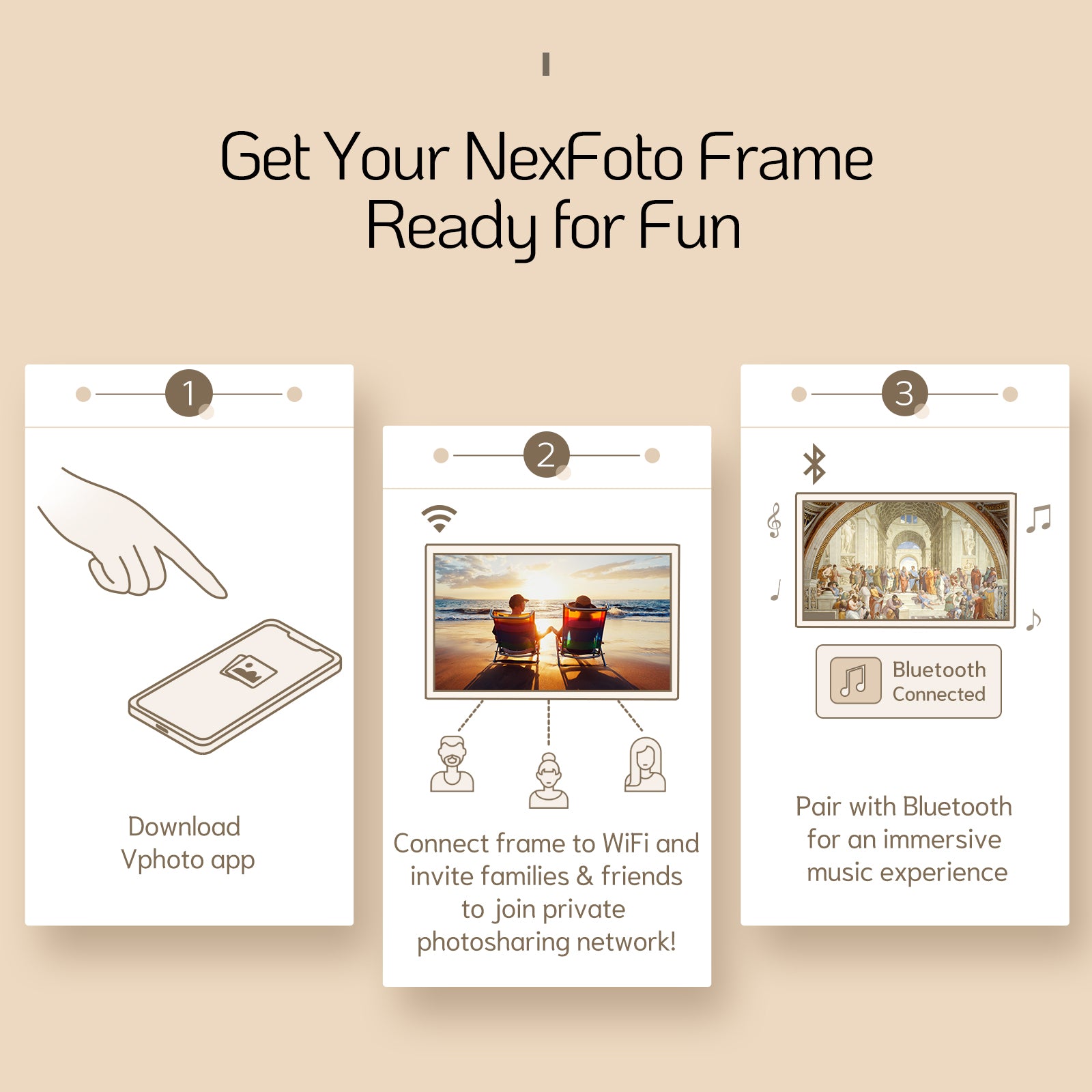 NexFoto Classic Pro 32 Max | 32 inch Digital Picture Frame - Wood