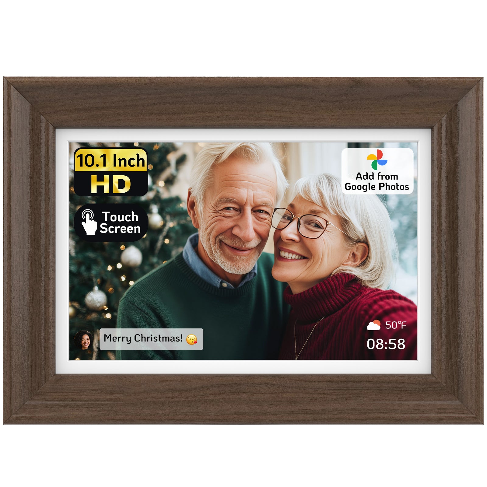 NexFoto Classic 10 | 10.1 inch Digital Picture Frame - Walnut