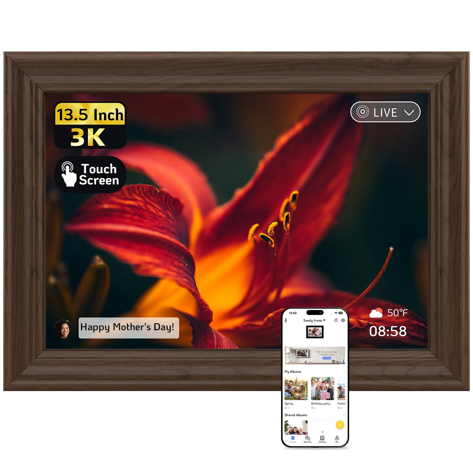 NexFoto Classic Ultra 3K | 13.5 inch Digital Picture Frame