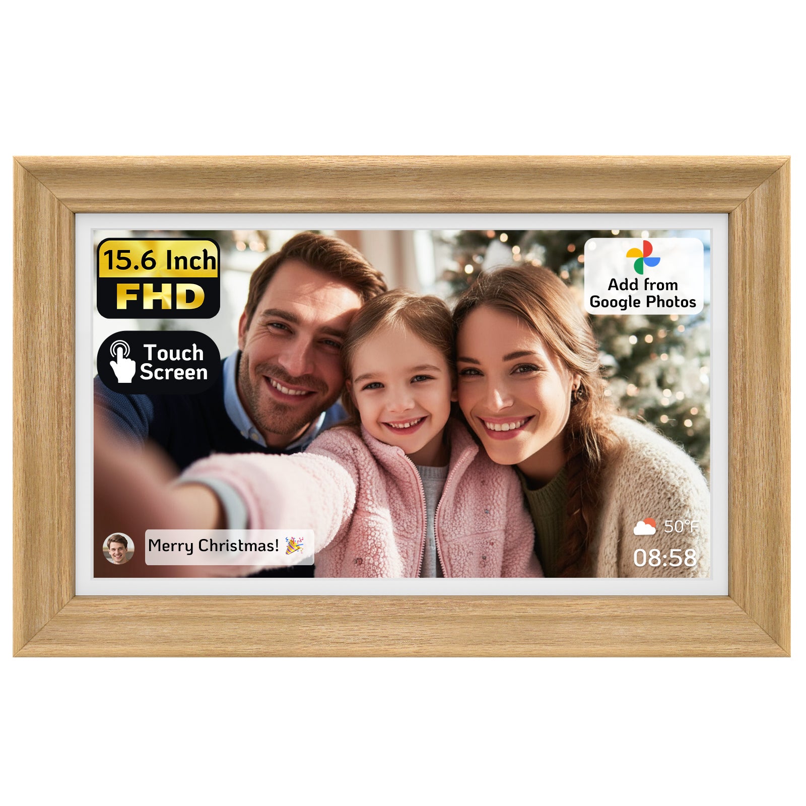 NexFoto Classic Pro 16 | 15.6 inch Digital Picture Frame - Wood