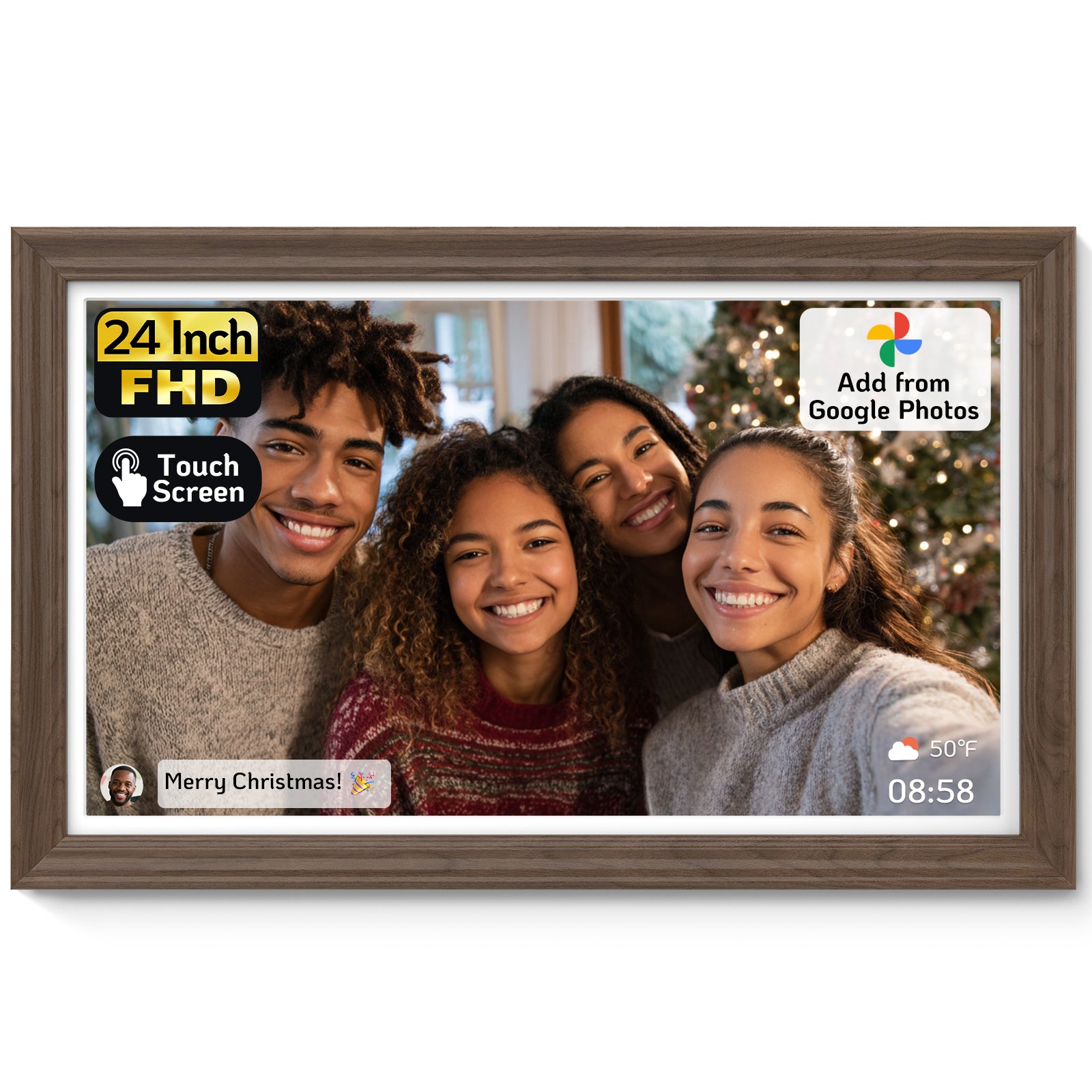 NexFoto Classic Pro Max | Digital Picture Frame - Walnut