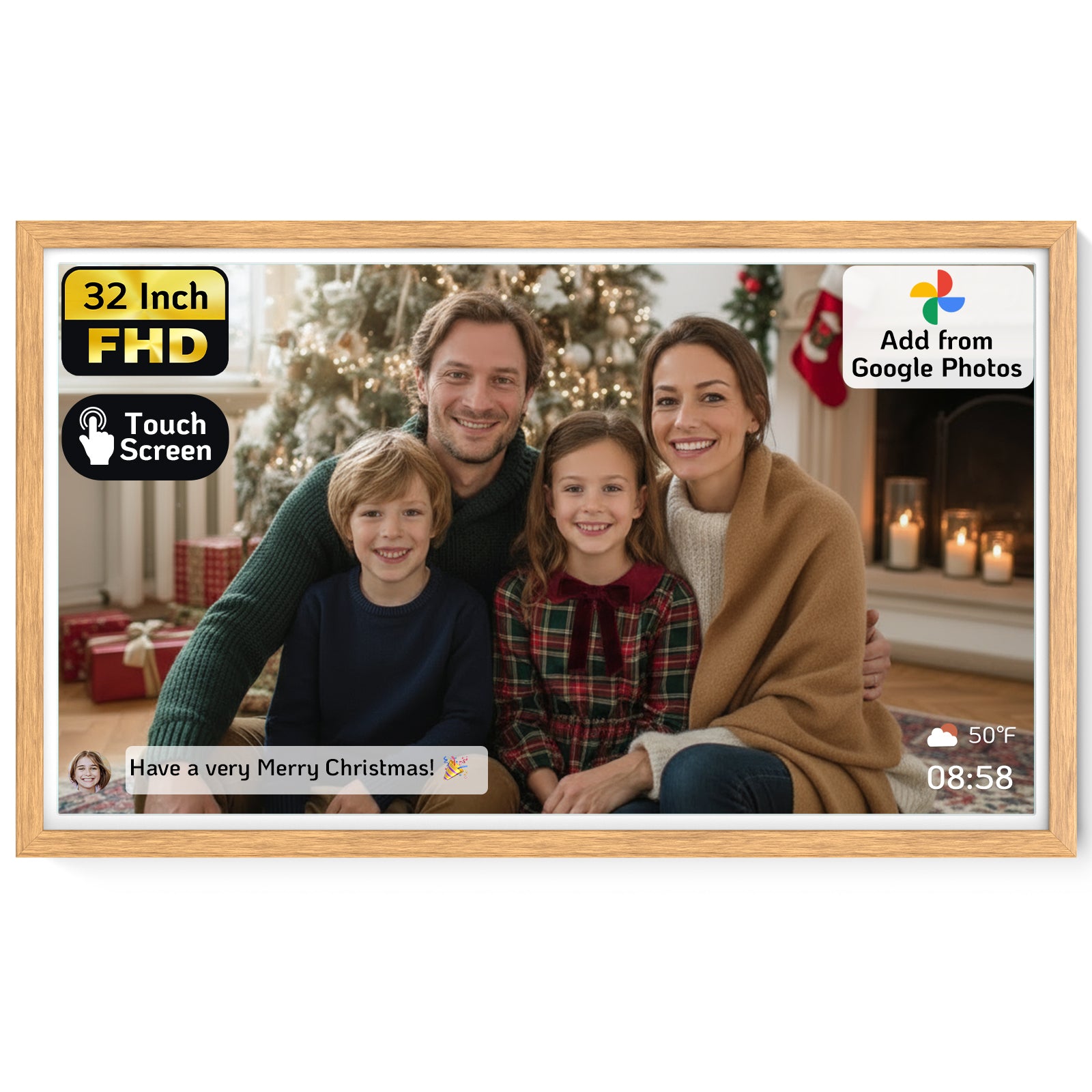 NexFoto Classic Pro 32 Max | 32 inch Digital Picture Frame - Wood