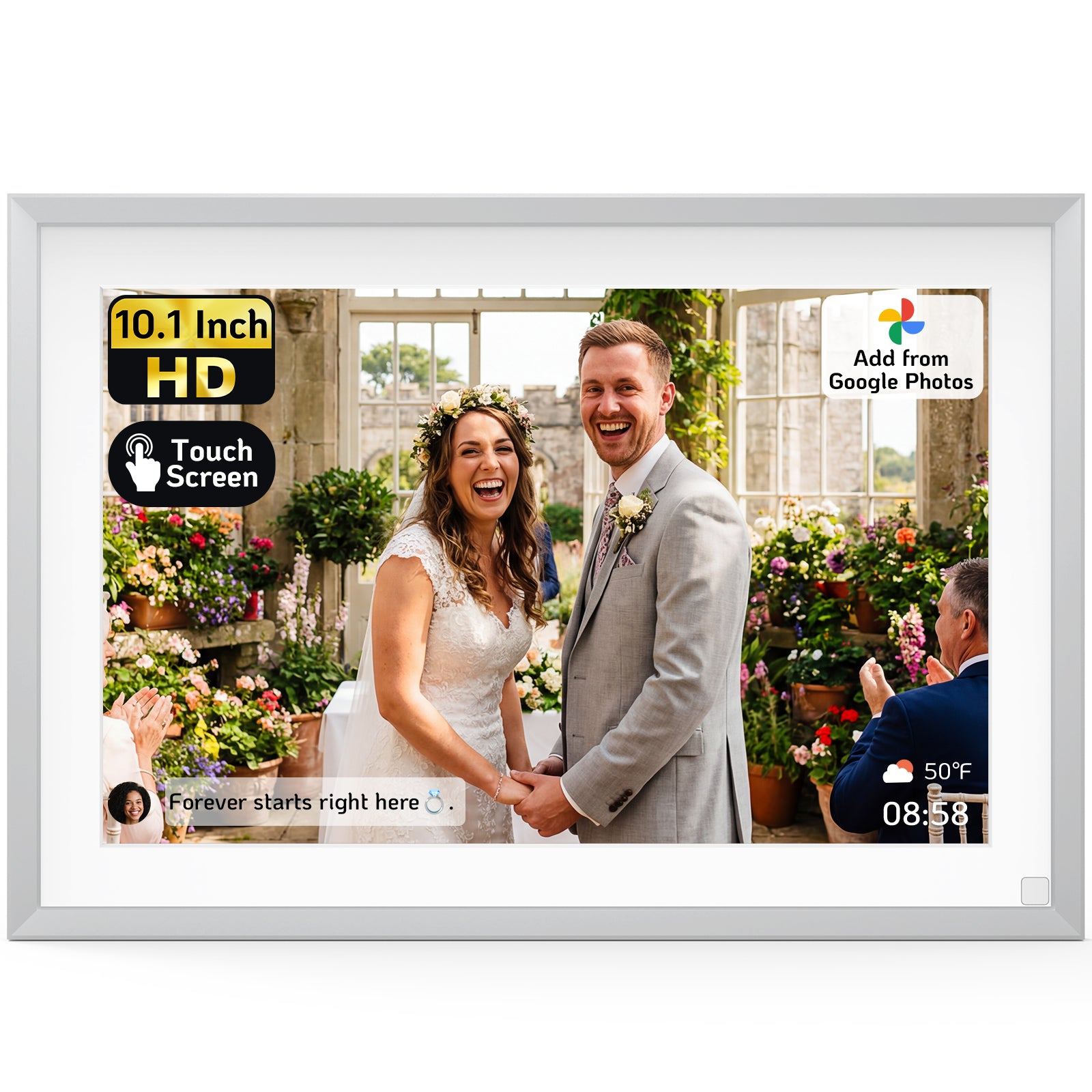 NexFoto Elite 10 | 10.1 inch Digital Picture Frame - Silver