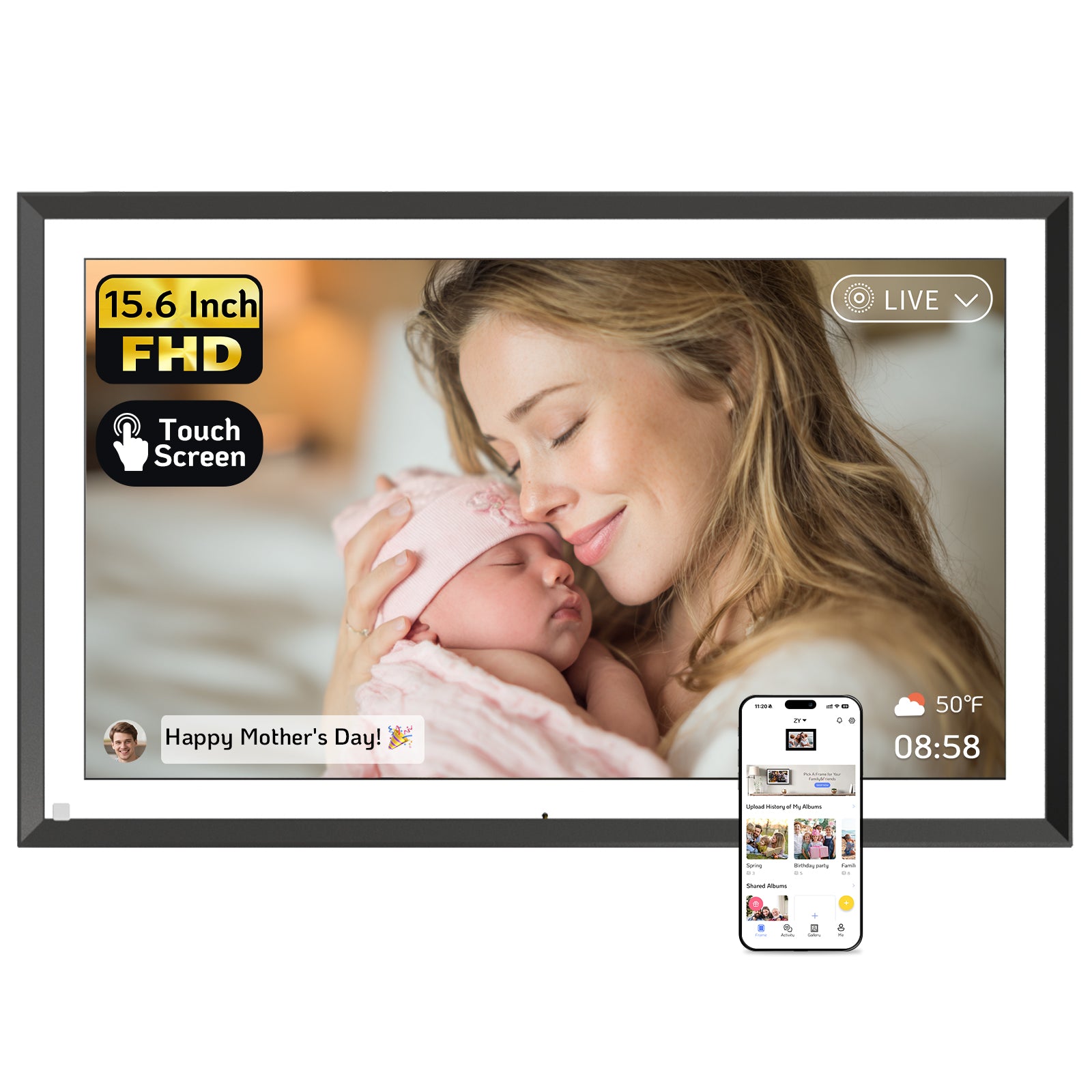 NexFoto Elite Pro 16 | 15.6 inch Digital Picture Frame - Black