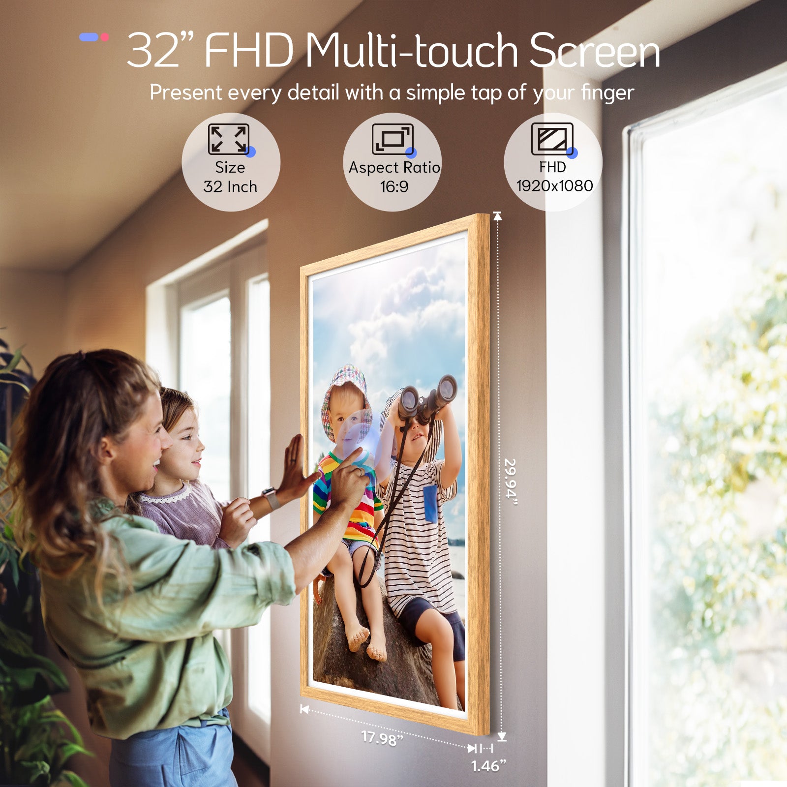 Elite Pro 32 Max | 32" FHD Light Wood Touchscreen