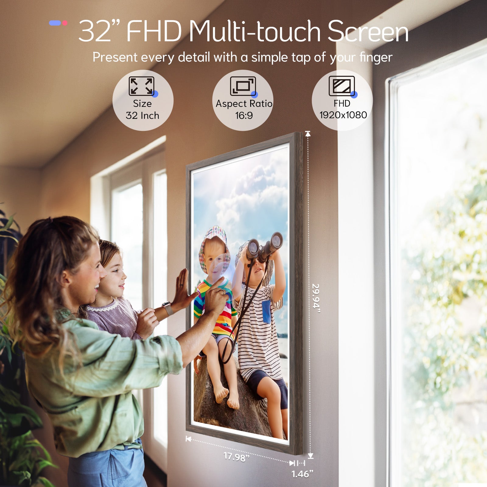 Elite Pro 32 Max | 32" FHD Dark Wood Touchscreen