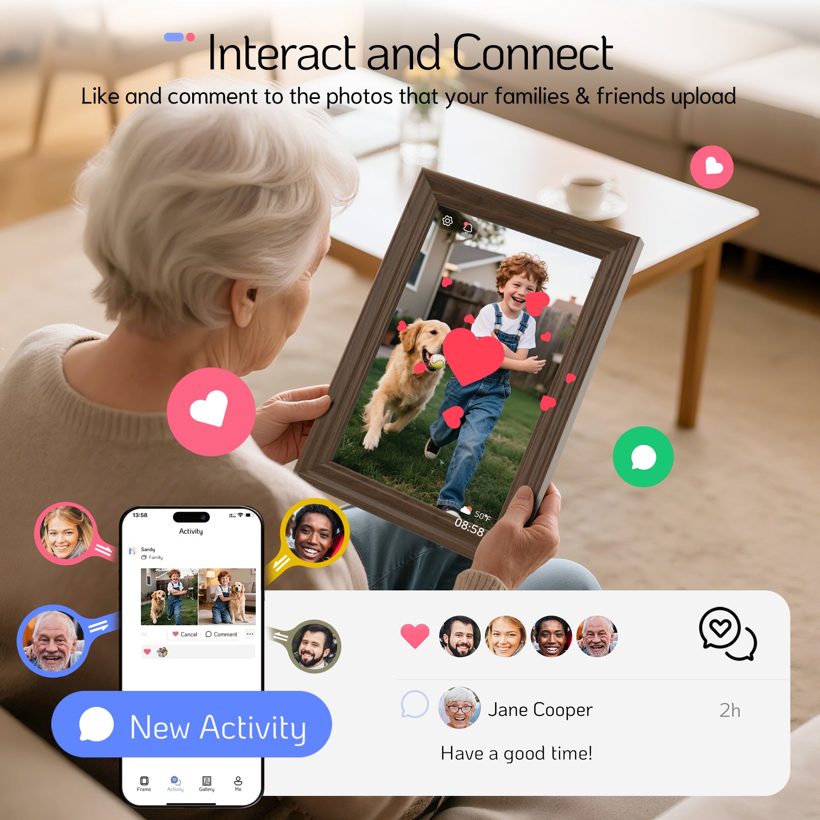 Like and comment to the photos that your families & friends upload.