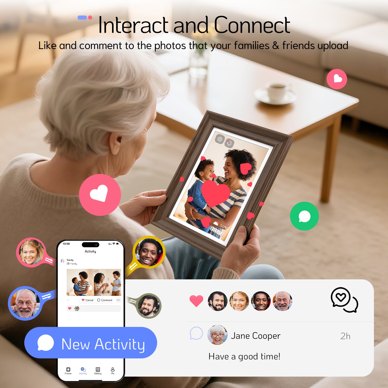 Like and comment to the photos that your families & friends upload.