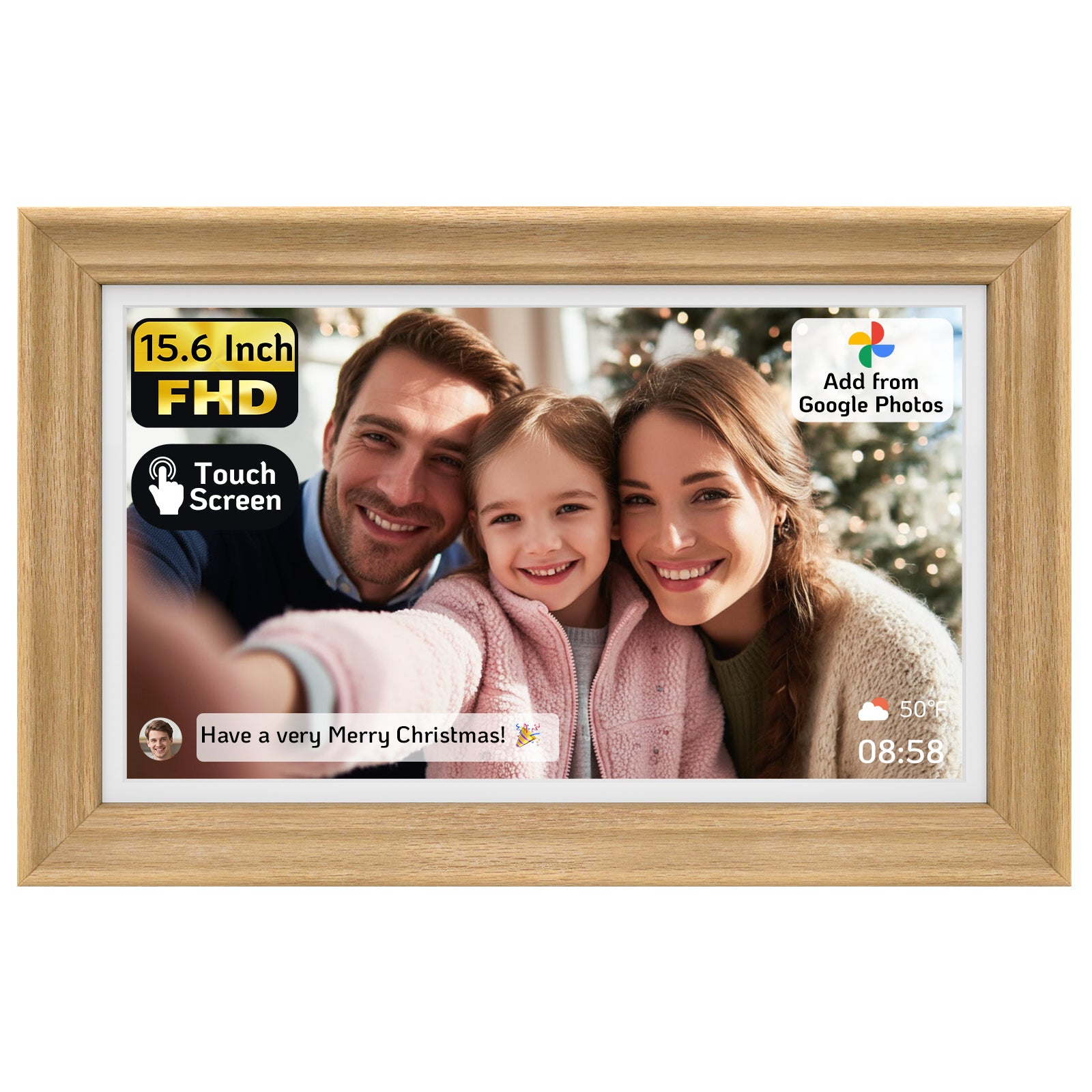 NexFoto Classic Pro 16 | 15.6 inch Digital Picture Frame - Wood