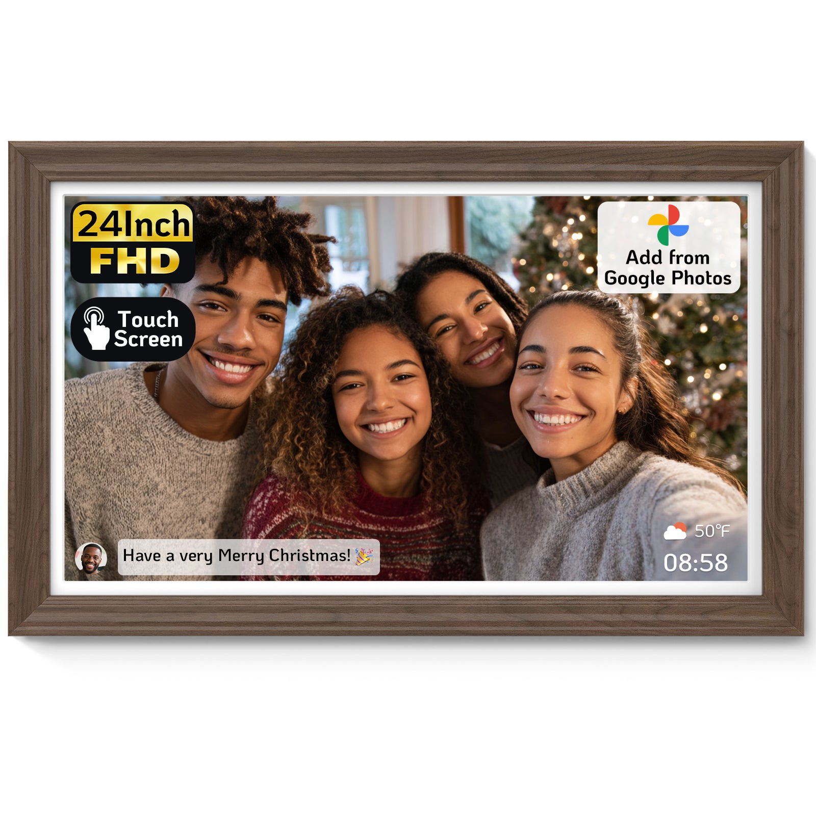 NexFoto Classic Pro | Digital Picture Frame - Walnut