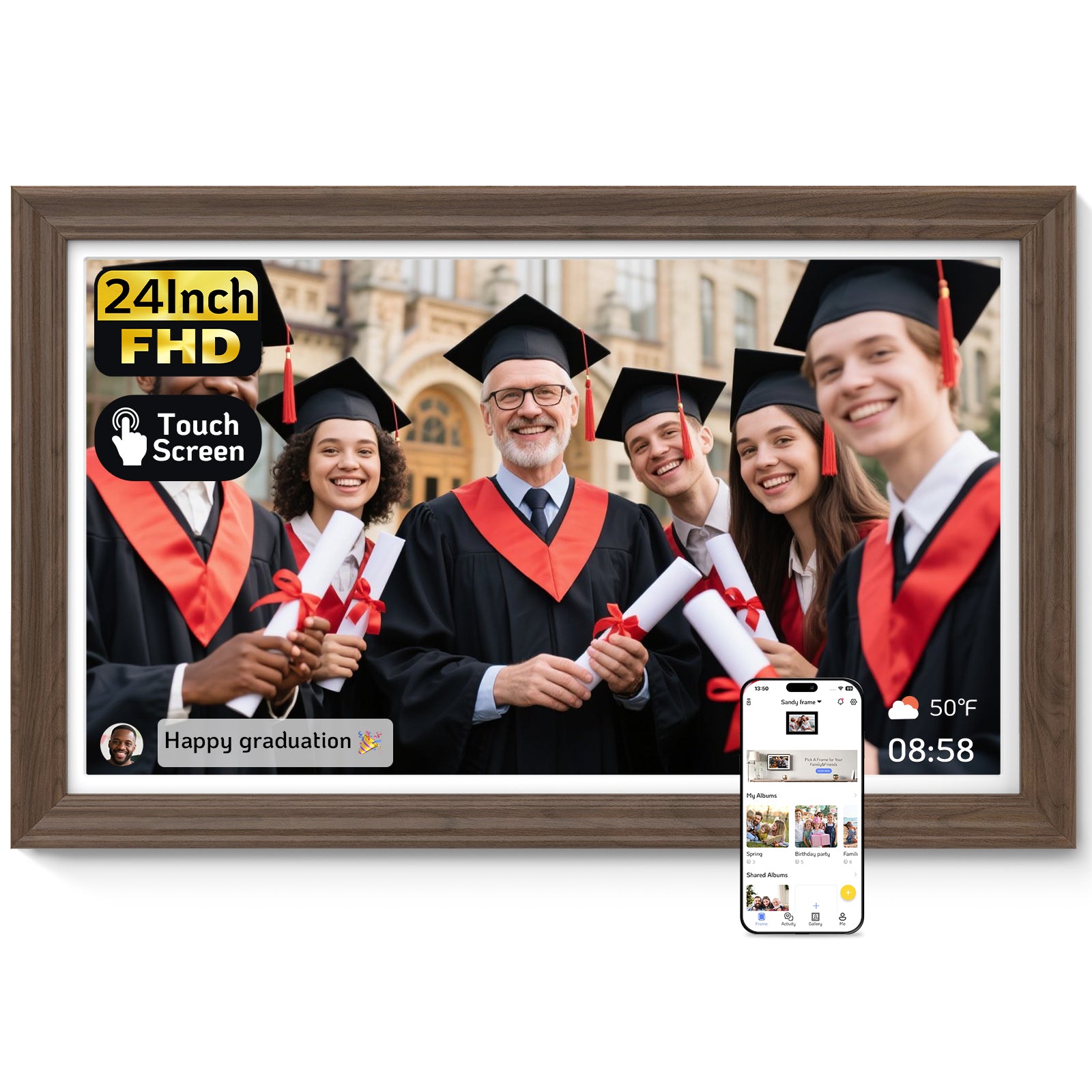 NexFoto 丨24 inch  Digital Picture Frame (Walnut)
