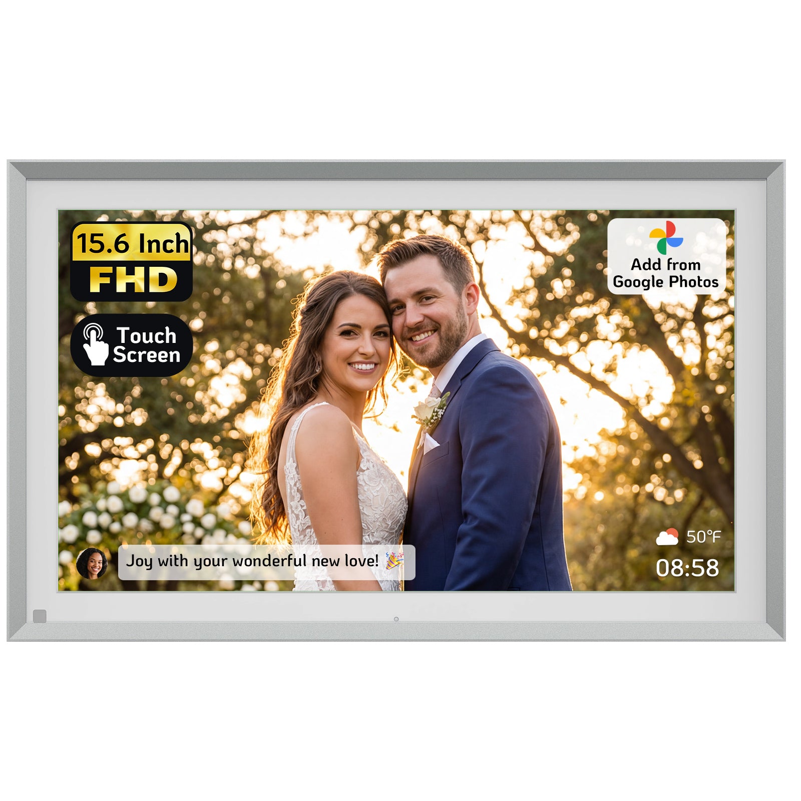 NexFoto Elite Pro 16 | 15.6 inch Digital Picture Frame - Sliver