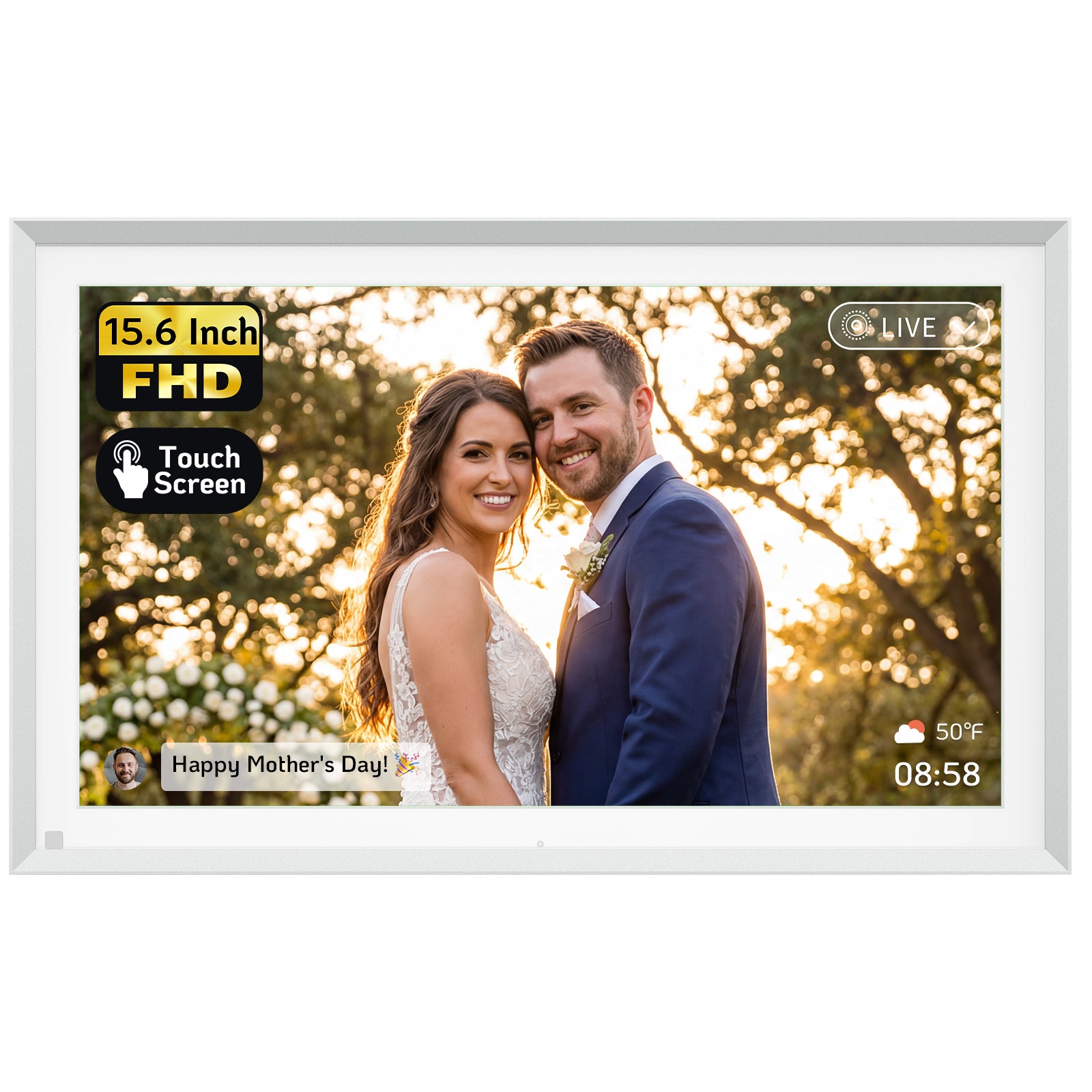 NexFoto Elite Pro 16 | 15.6 inch Digital Picture Frame - Sliver