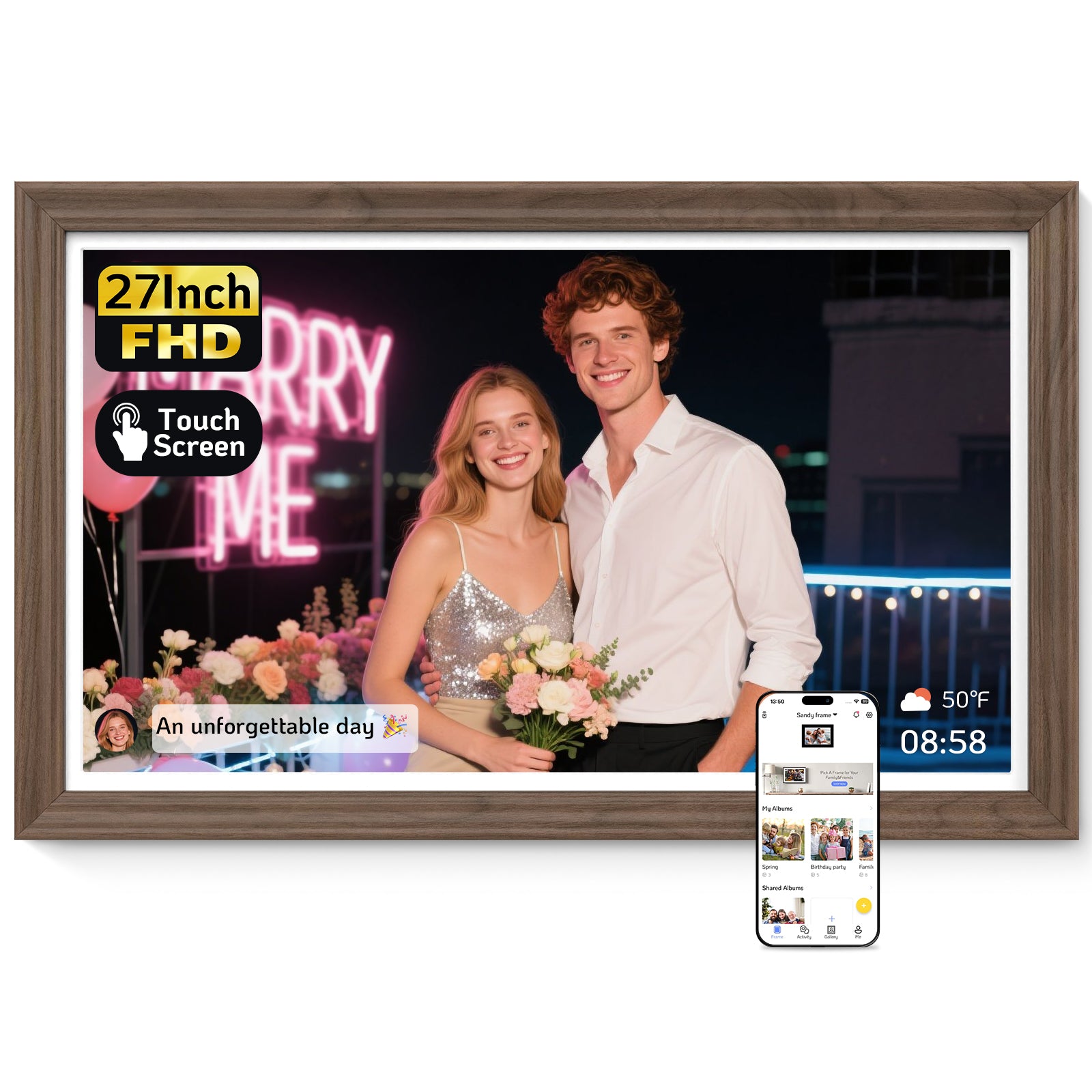 NexFoto丨27 inch  Digital Picture Frame (Walnut)